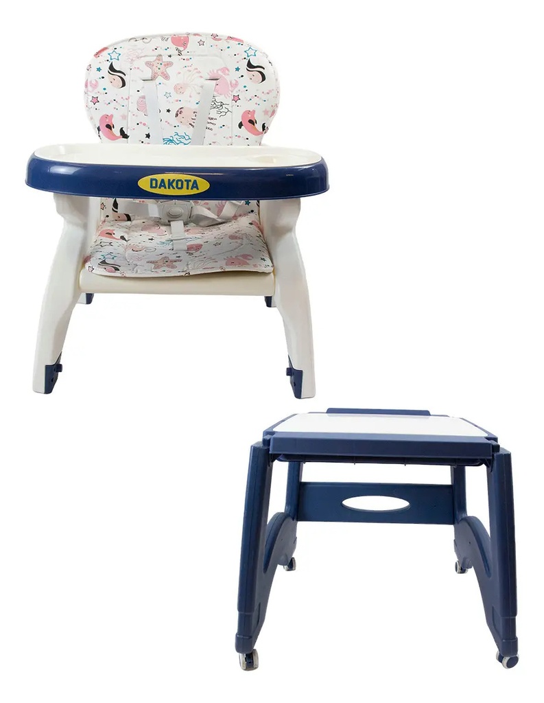 Silla De Comer Bebe Dakota 3en1 Alta Multifunción Mesa Portátil Baby Azul