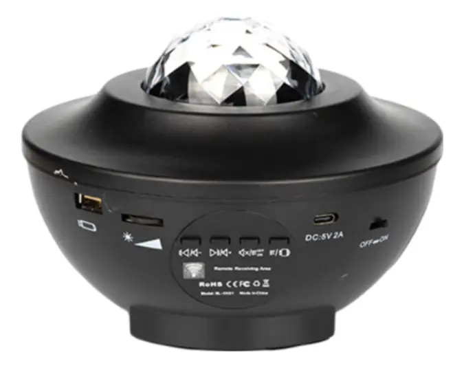 Velador Proyector Lampara Dakota Parlante Bluetooth Luz Led Rgb Universo Estrellas. Negro