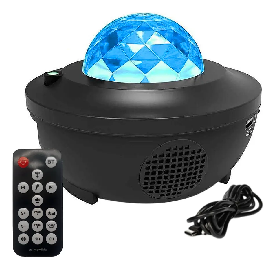 Velador Proyector Lampara Dakota Parlante Bluetooth Luz Led Rgb Universo Estrellas. Negro