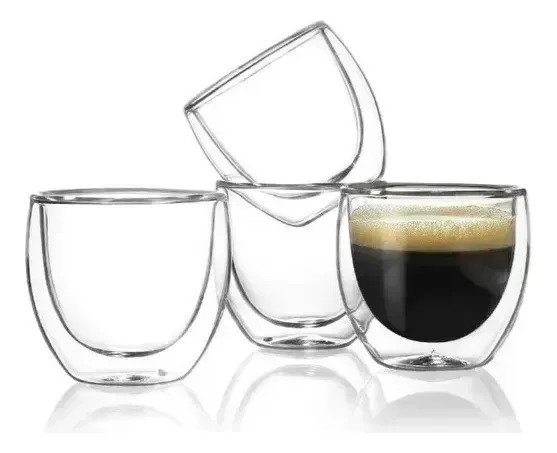Cafetera Espresso 20 Bares Dakota Con Espumador De Leche + 4 Tazas Doble Vidrio 250 Ml Para Café Molido Negro