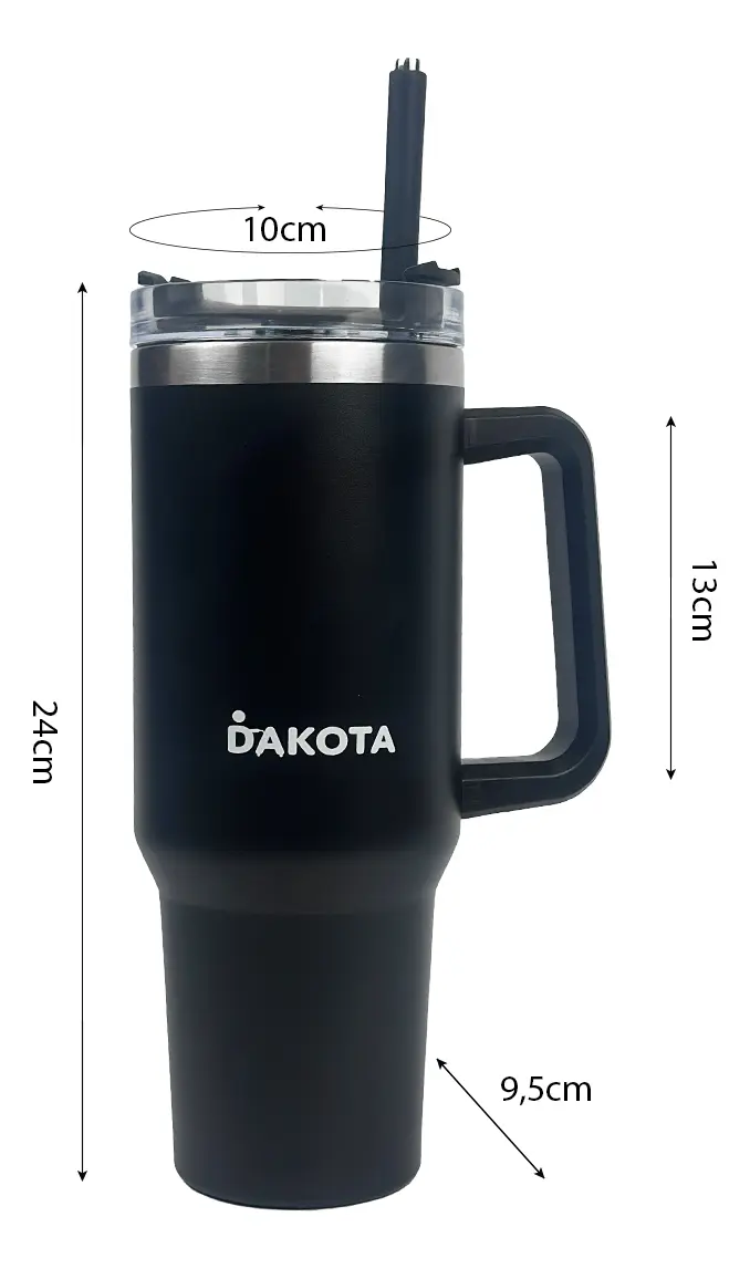 Vaso Térmico 1.2lt Dakota Acero Inoxidable Con Tapa Sorbete Color Negro Liso