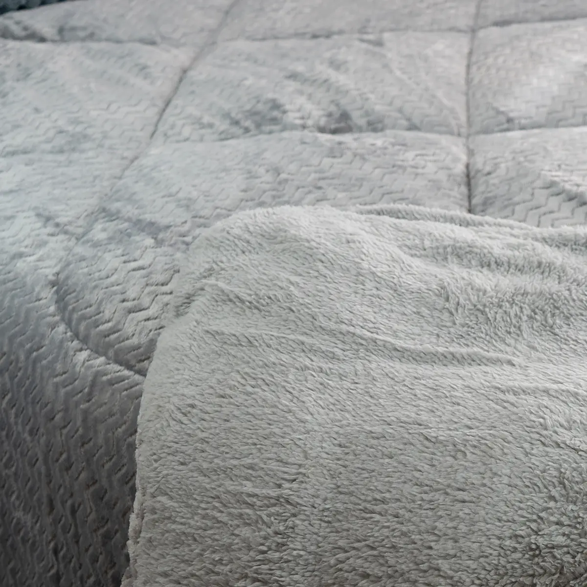 Acolchado 200x230cm Dakota Algodón Poliéster Suave Cálido Gris Claro