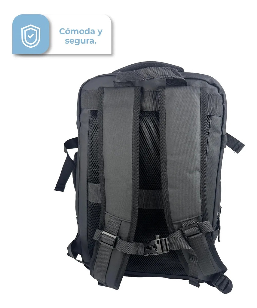 Mochila Viaje De Mano Carry On Dakota Compartimiento Calzados Notebook Negro Liso