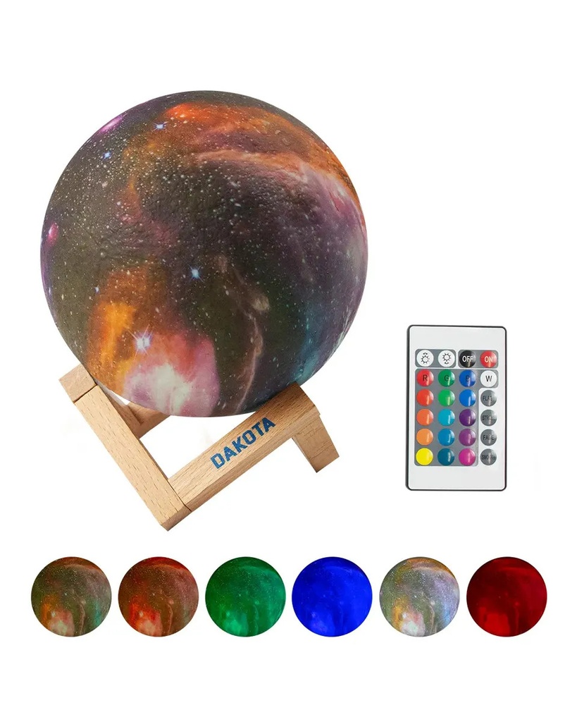 Combo X2 Lampara Velador Galaxia 3d Dakota Rgb 16 Tonalidades Blanco