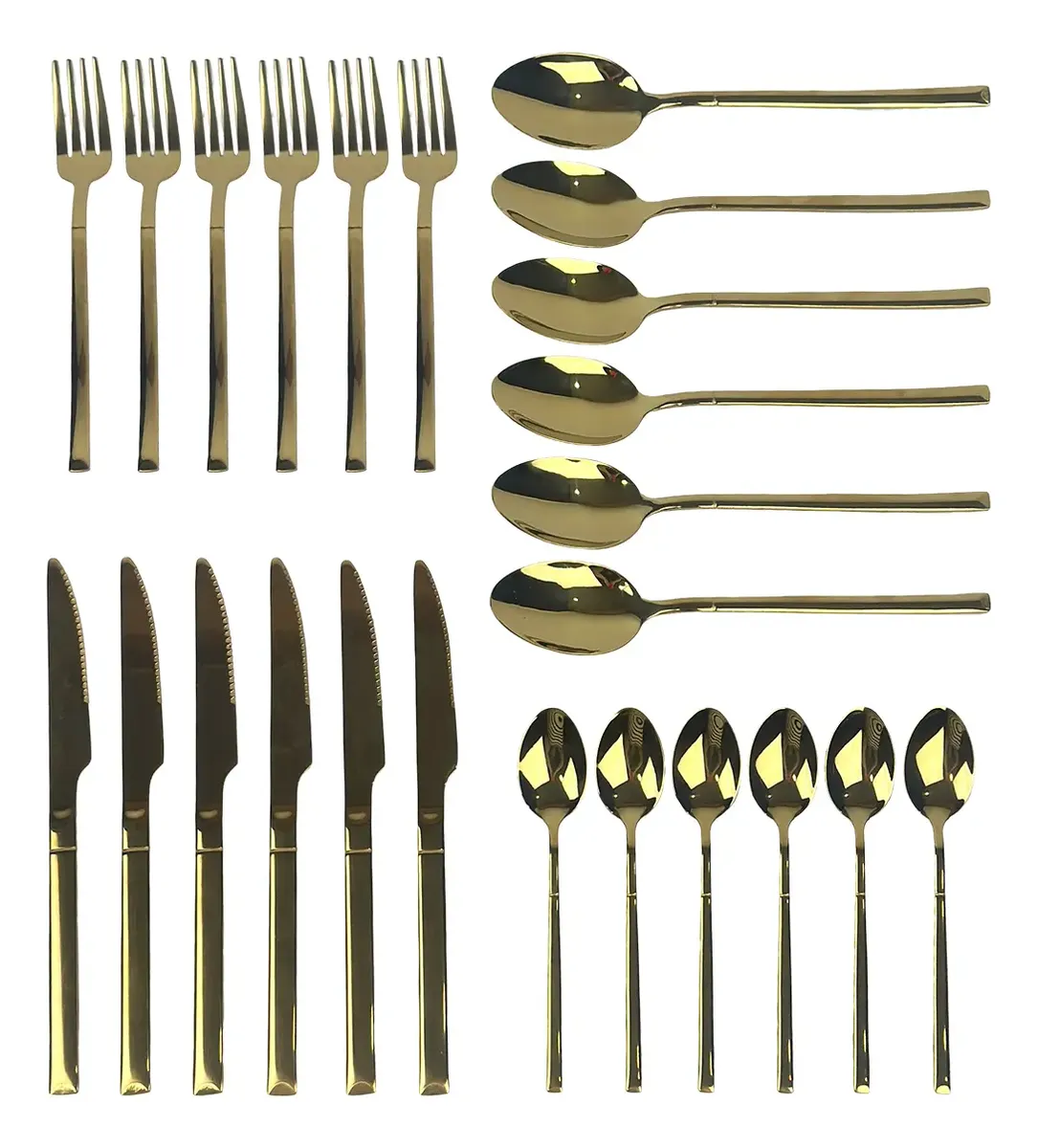 Set X24 Cubiertos Acero Inoxidable Dakota Color Dorado Dorado