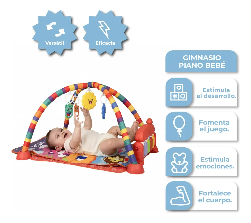 Gimnasio Piano Manta Bebe Multifuncional Desmontable Con Luz Y Sonido