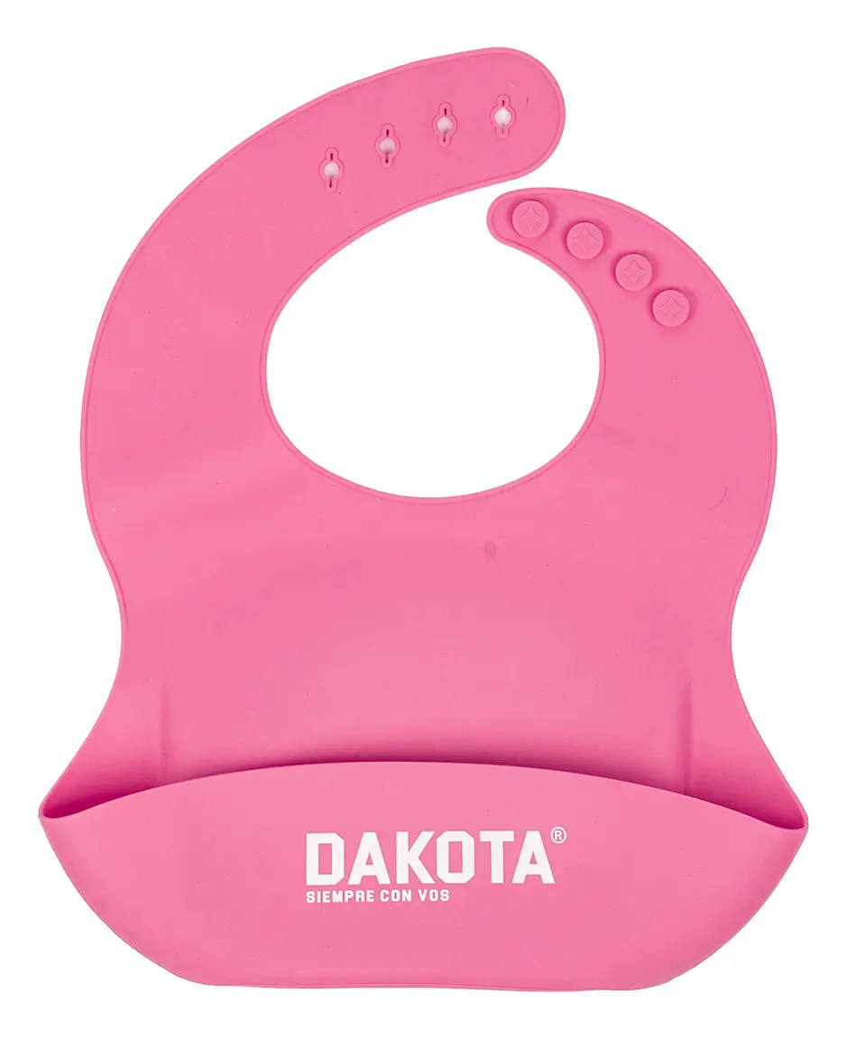 Set Plato Cubiertos Babero Silicona Dakota Completo 5 Piezas Color Rosa