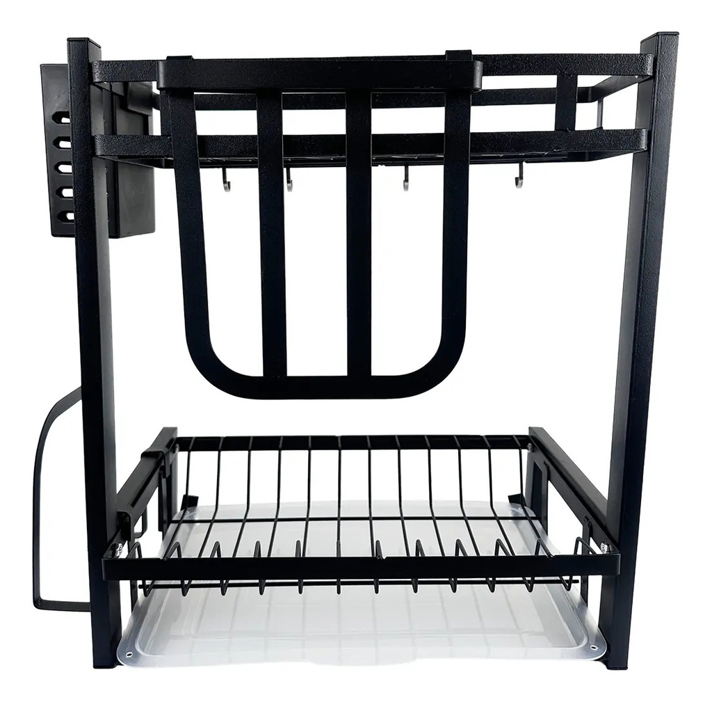 Escurridor De Platos Dakota 2 Niveles Para 11 Platos Acero Niquelado Negro