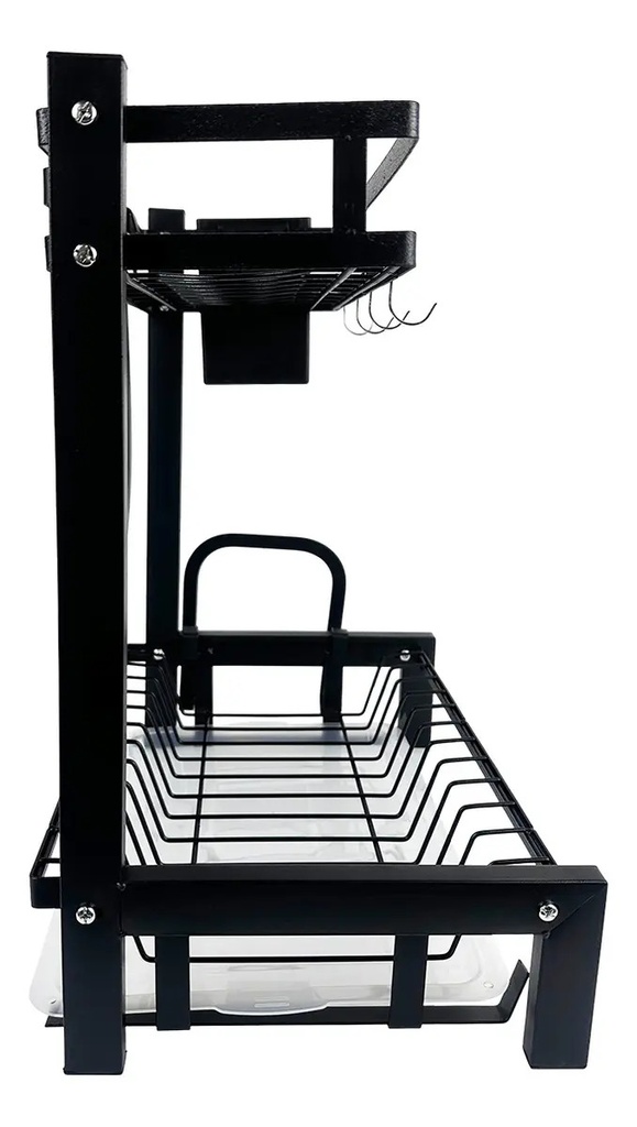 Escurridor De Platos Dakota 2 Niveles Para 11 Platos Acero Niquelado Negro