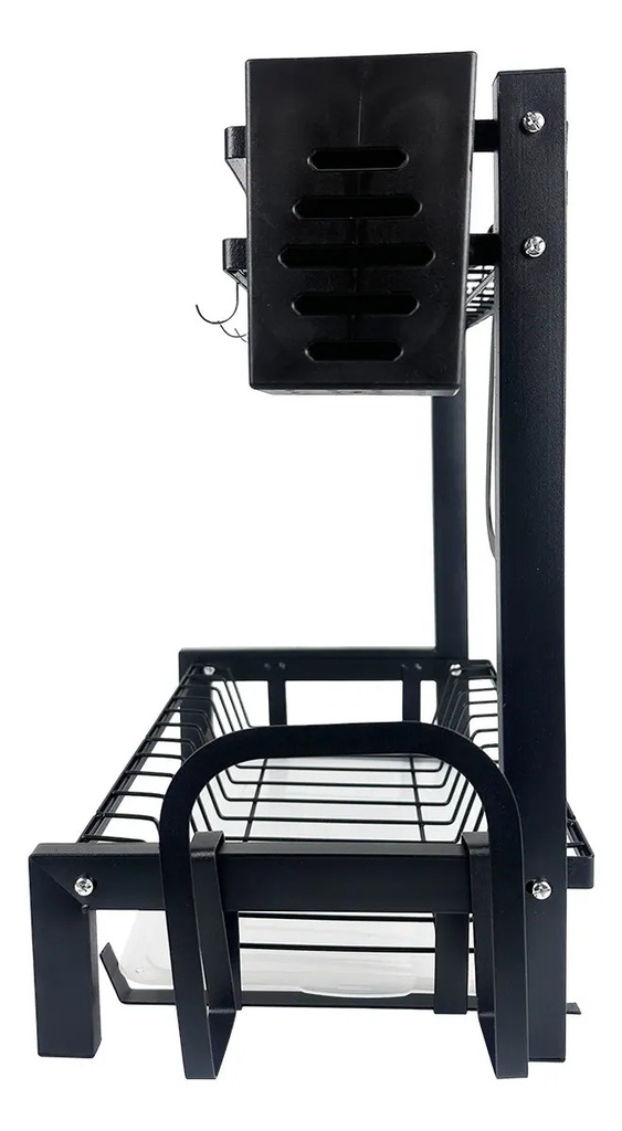 Escurridor De Platos Dakota 2 Niveles Para 11 Platos Acero Niquelado Negro