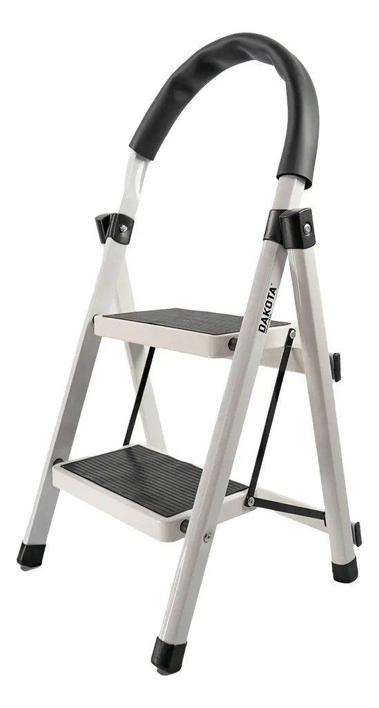 Escalera Plegable 2 Escalones Dakota Reforzado Aluminio Multiuso Blanco