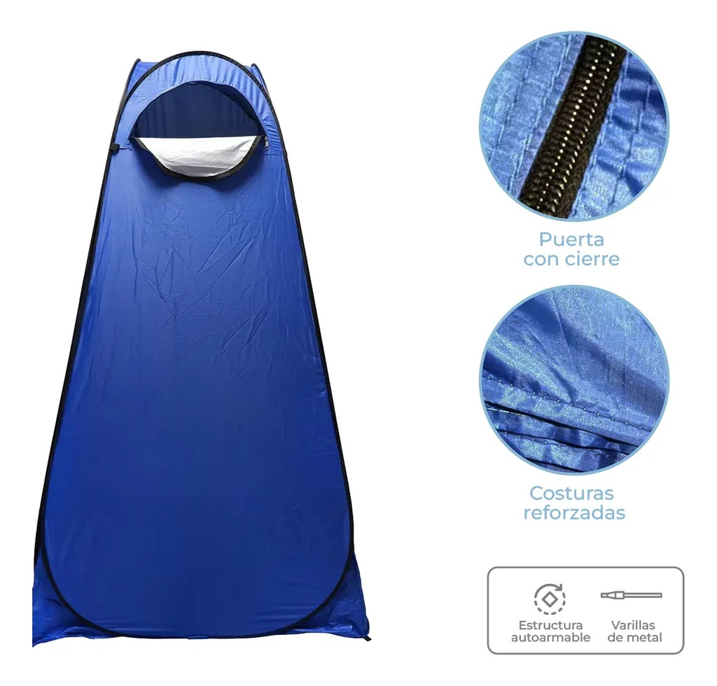 Carpa Baño Vestidor Autoarmable Playa Dakota 110x110x190cm Color Azul