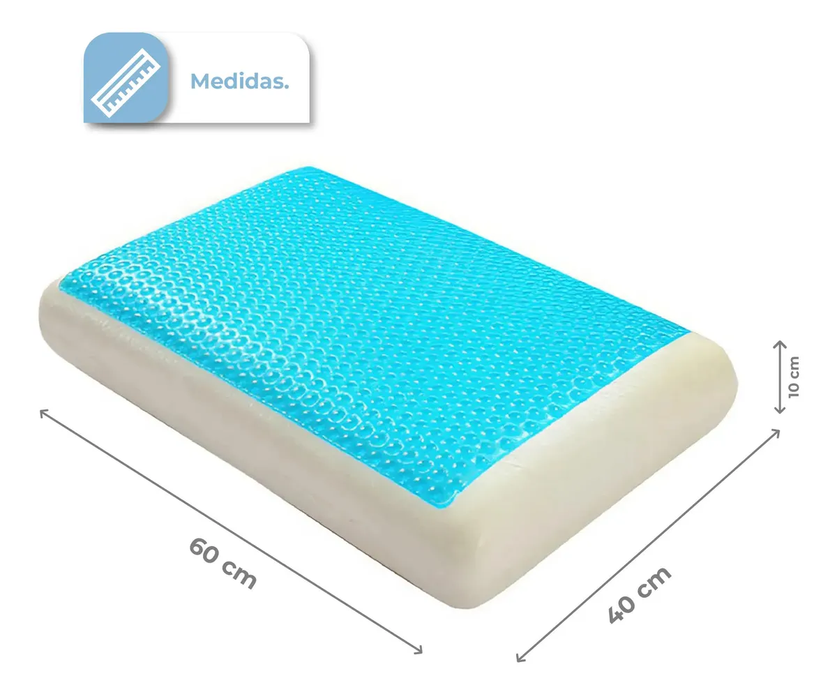 Almohada Inteligente Con Gel Dakota Viscoelástica Soporte Firme 40x60 Blanco Y Celeste Blanco/celeste