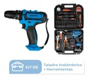 Taladro Destornillador Inalámbrico Dakota 21v + Batería + Set Herramientas Hogar Azul