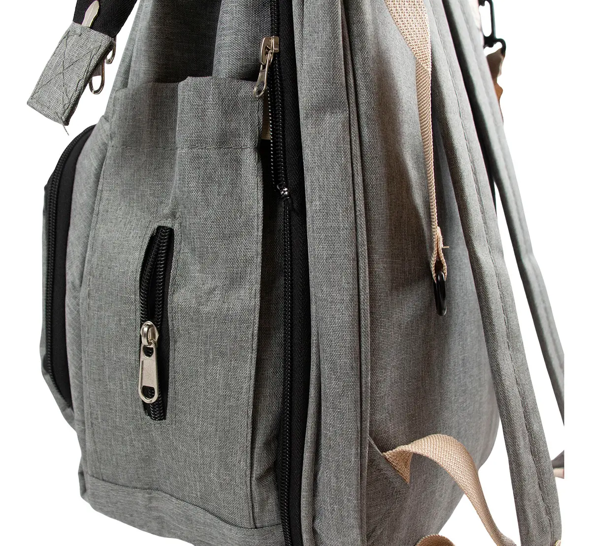 Bolso Mochila Cambiador Maternal Térmica Bebes Dakota Bb Mo Unisex Color Gris Claro Rayas