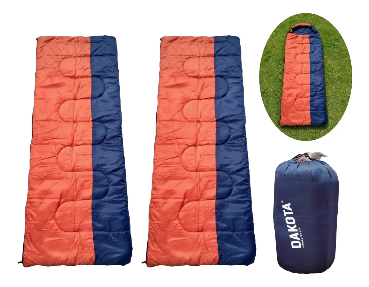 Bolsa De Dormir Térmica Impermeable Dakota Rectangular Temperatura De 10ºc A 20ºc Azul - Naranja Derecho