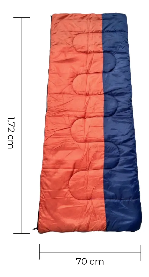 Bolsa De Dormir Térmica Impermeable Dakota Rectangular Temperatura De 10ºc A 20ºc Azul - Naranja Derecho