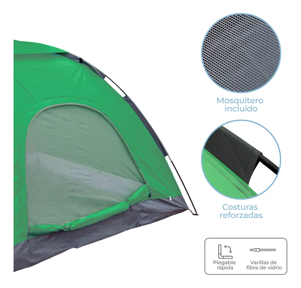 Carpa 4 Personas Dakota Autoarmable Automática 200x200x135cm Color Verde