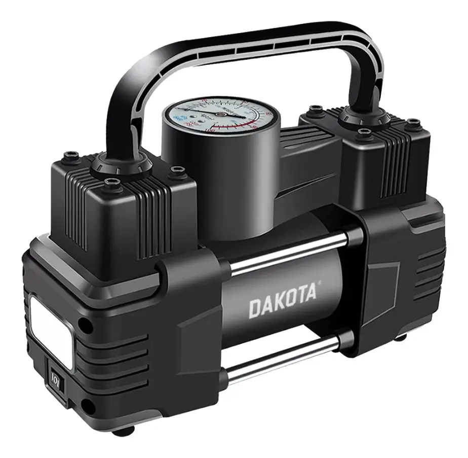 Compresor Inflador Doble Piston Dakota Auto Suv Bici Negro