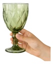 Set X6 Copas Vidrio Tallado Dakota Elegante Vintage Color Verde