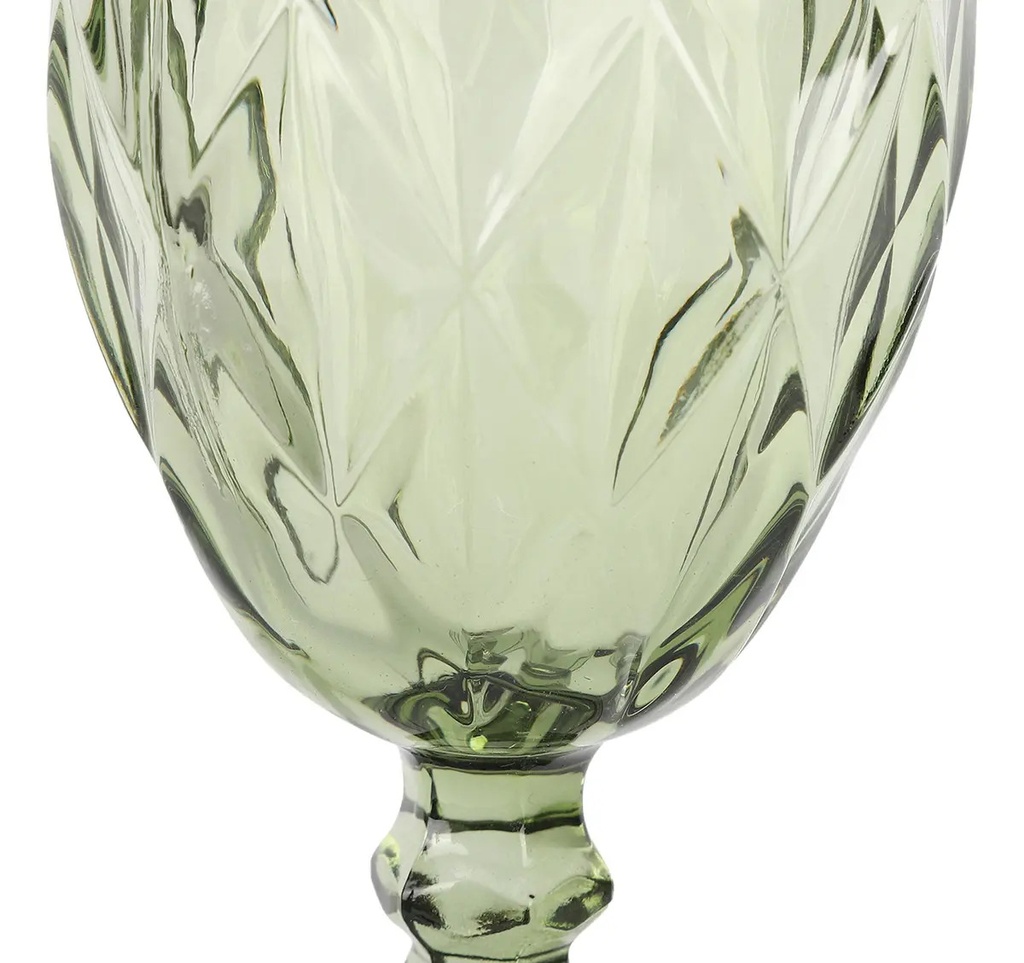 Set X6 Copas Vidrio Tallado Dakota Elegante Vintage Color Verde