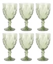 Set X6 Copas Vidrio Tallado Dakota Elegante Vintage Color Verde