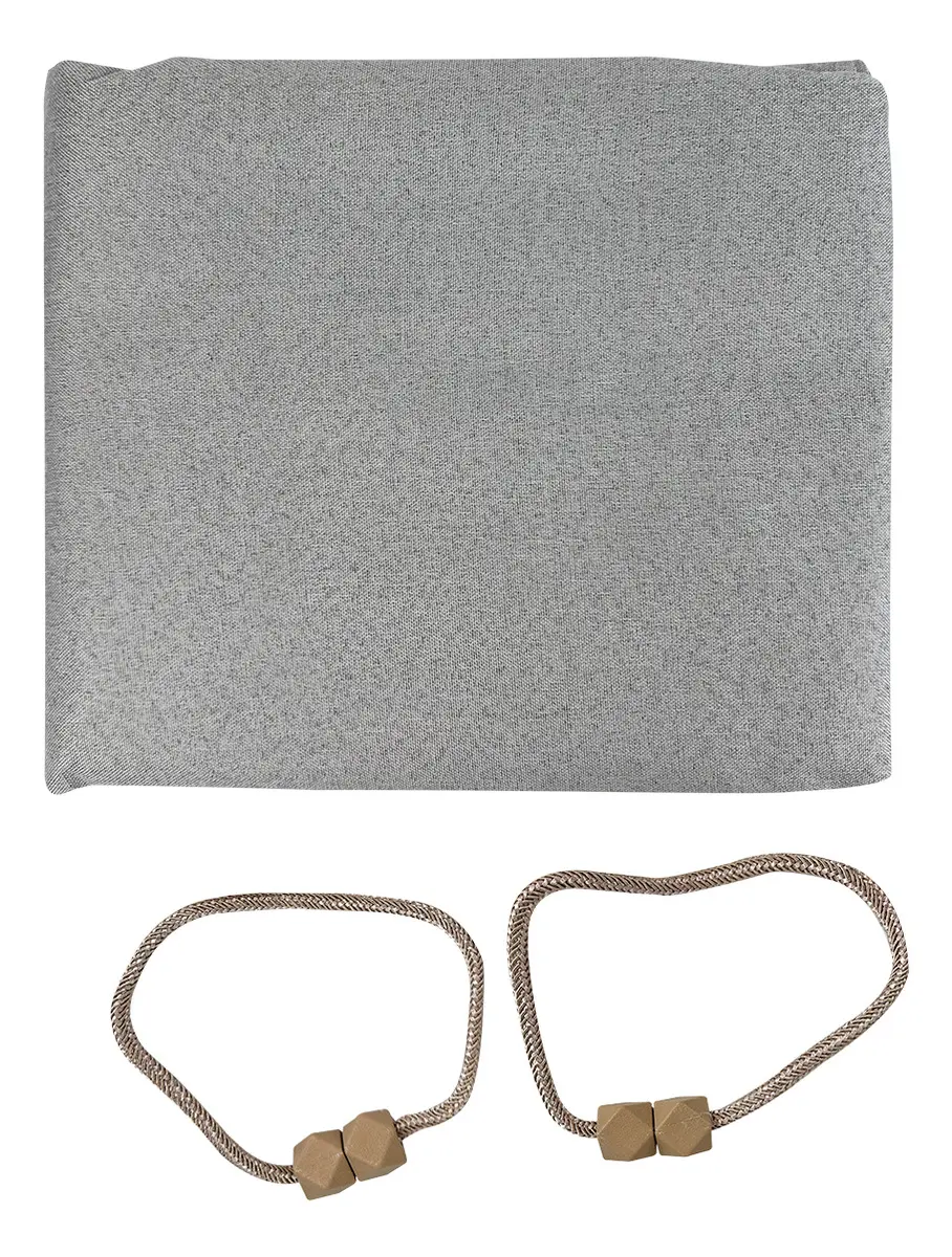 Cortina Blackout 2 Paños Dakota 210cm Alto X 140cm Ancho Con Sujetador Decorativo De Regalo Color Gris Claro