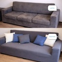 Cubre Sillon 3 Cuerpos Dakota Gris Oscuro Ajustable Lavable 180x230cm Protector Sofa 3 Plazas Premium Lisa