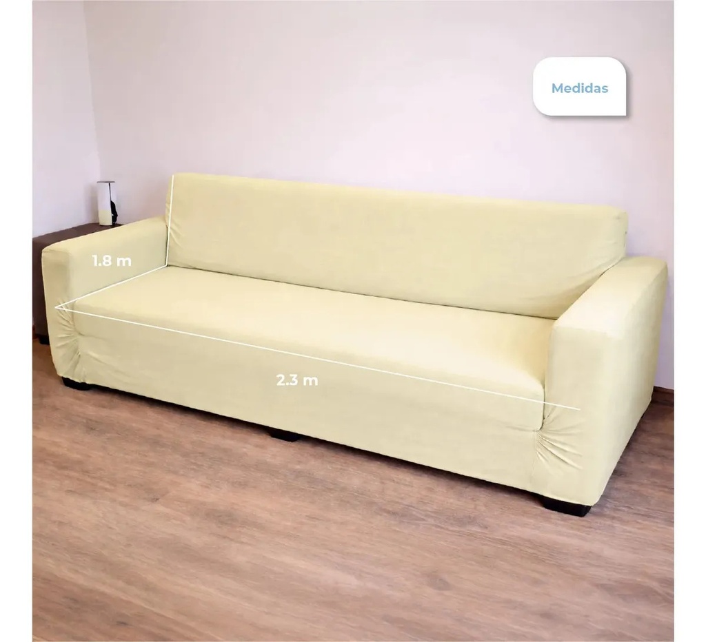Cubre Sillón 3 Cuerpos Dakota Amarillo Ajustable Lavable 180x230cm Protector Sofá 3 Plazas Premium Lisa