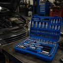 Set De Herramientas 108 Piezas Llaves Tubo Y Puntas Con Valija Completa Profesional Azul