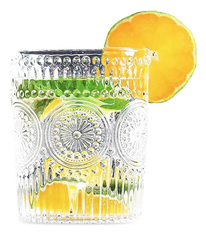 Set X6 Vasos Vidrio Tallado 300ml Dakota Elegantes Apto Lavavajillas Trasparente