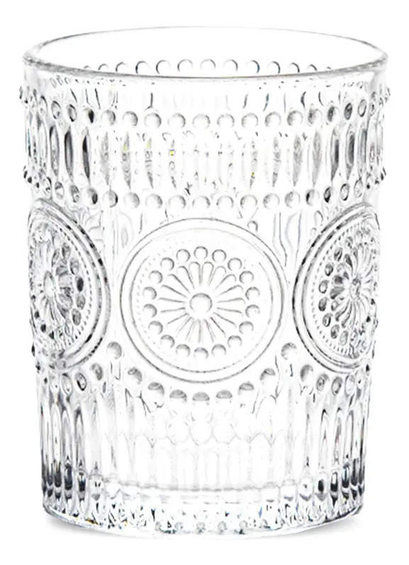Set X6 Vasos Vidrio Tallado 300ml Dakota Elegantes Apto Lavavajillas Trasparente