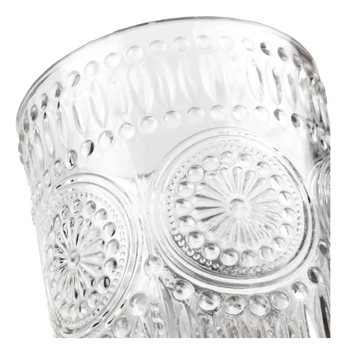 Set X6 Vasos Vidrio Tallado 300ml Dakota Elegantes Apto Lavavajillas Trasparente