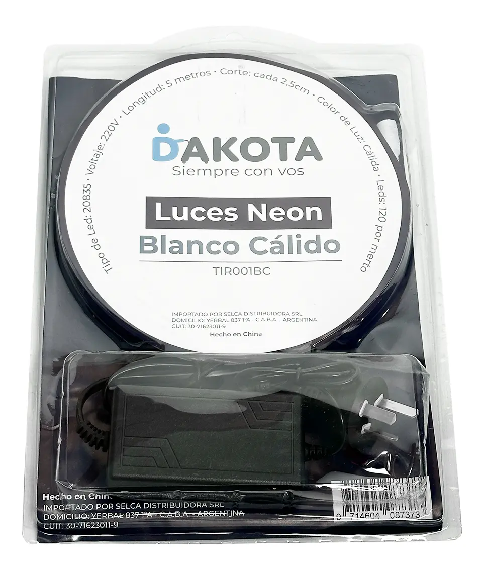 Kit Tira Led Manguera Neón Dakota 5m Blanca Cálida 120leds Interior Exterior Blanco Cálido