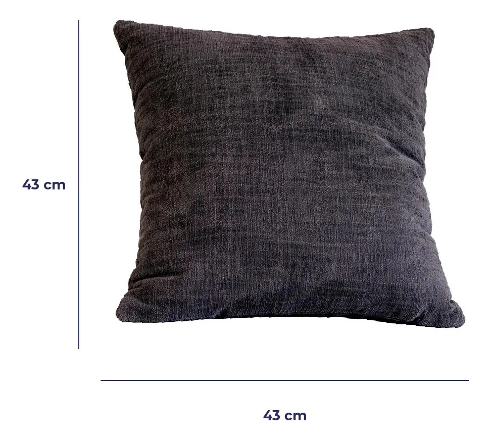 Combo 2 Almohadones Decorativos Pana Sintético Dakota Con Cierre Lavable 40x40 Gris Oscuro Texturizado
