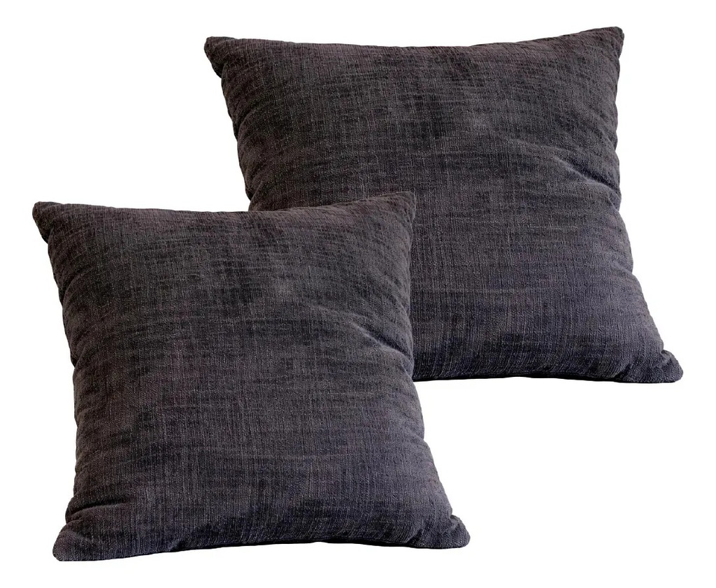 Combo 2 Almohadones Decorativos Pana Sintético Dakota Con Cierre Lavable 40x40 Gris Oscuro Texturizado