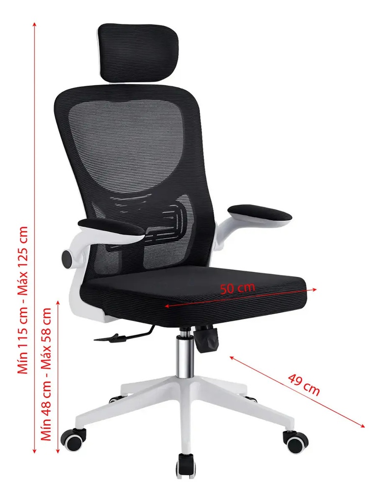 Silla Escritorio Ergonómica Oficina Dakota Con Reposacabezas Apoyabrazos Giratoria