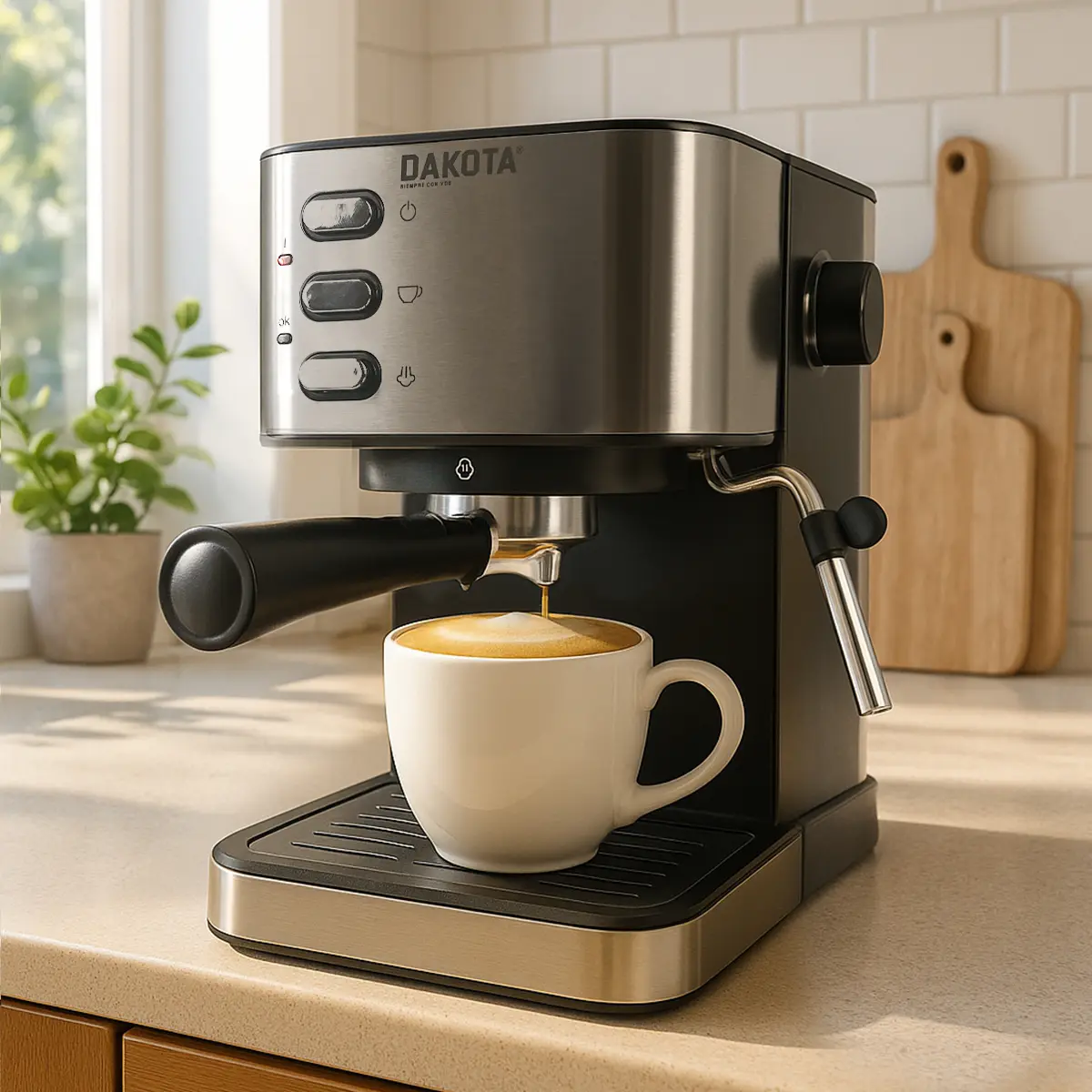 Cafetera Expresso 3 En 1 Dakota Para Capsula Cafe Molido Y Espumador De Leche Integrado
