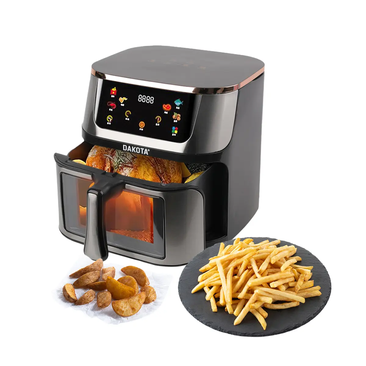 Freidora De Aire Dakota 8 Litros 1800w Digital + Papel Manteca De Regalo Air Fryer Negro