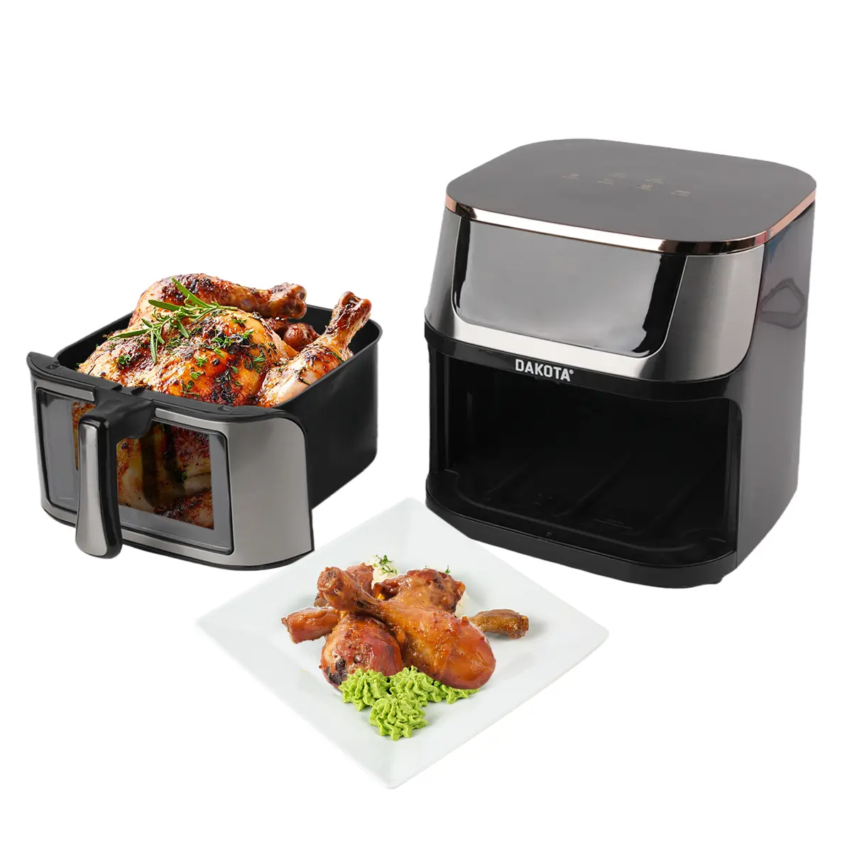 Freidora De Aire Dakota 8 Litros 1800w Digital + Papel Manteca De Regalo Air Fryer Negro