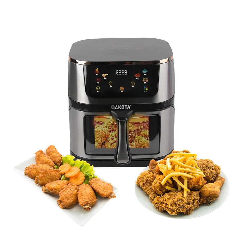 Freidora De Aire Dakota 8 Litros 1800w Digital + Papel Manteca De Regalo Air Fryer Negro