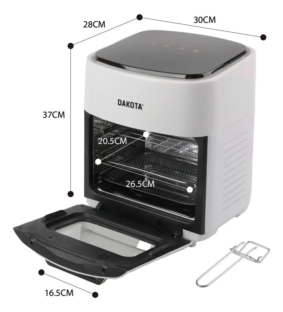 Freidora De Aire Dakota 12l Con Pantalla Táctil 2200w Cocina Rápida Saludable + Papel Manteca De Regalo Air Fryer Blanco