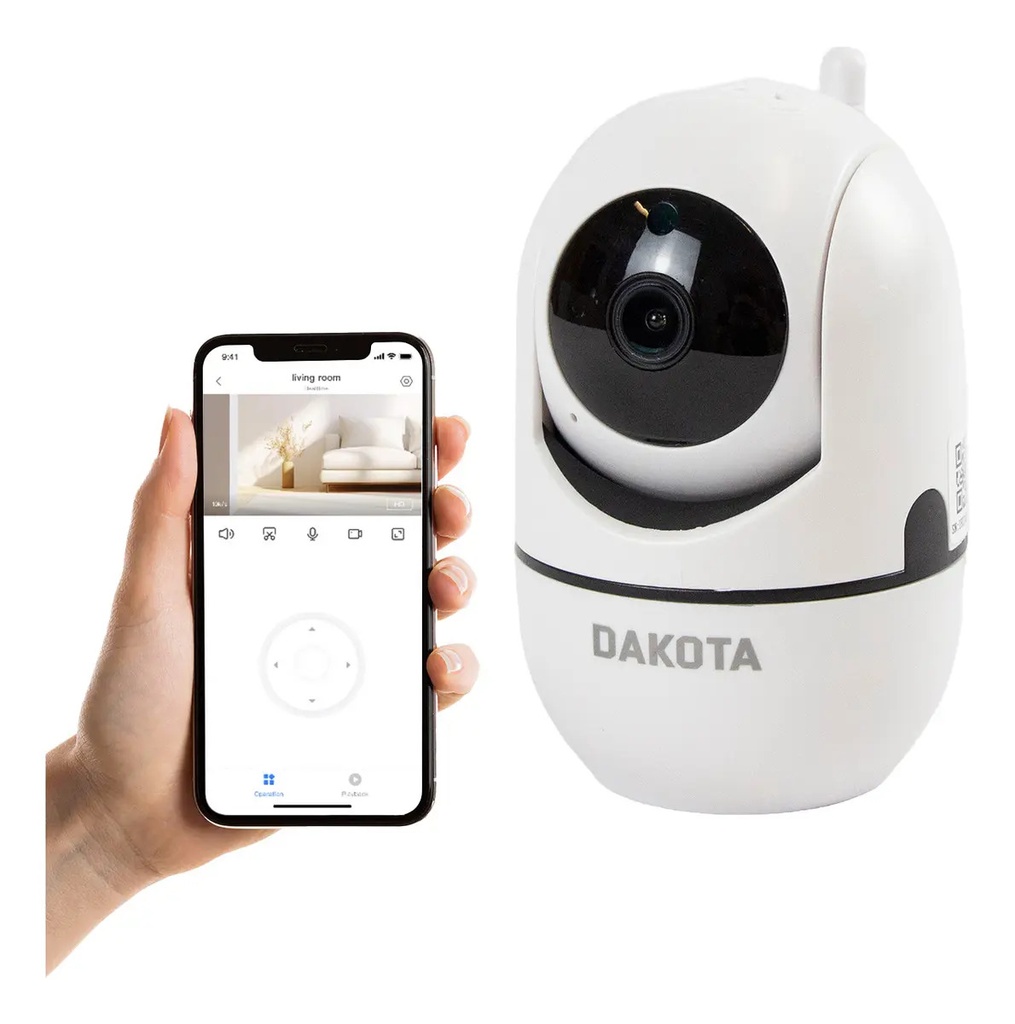 Cámara De Seguridad Ip Wifi Dakota 1080p Visión Nocturna Inalámbrica Interior Blanco