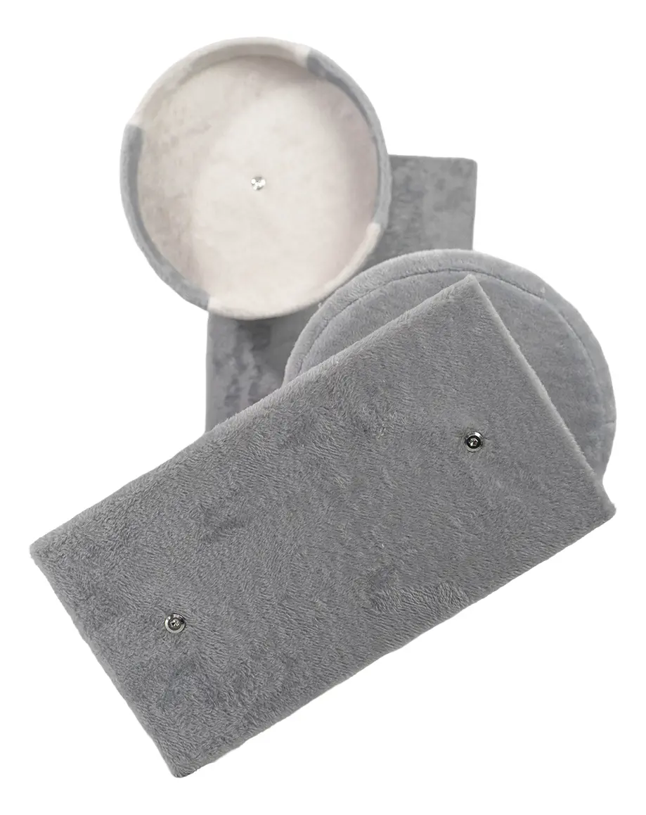 Gimnasio Rascador Para Gatos + Juguete Bajo Dakota Felpa Sisal Blanco-gris