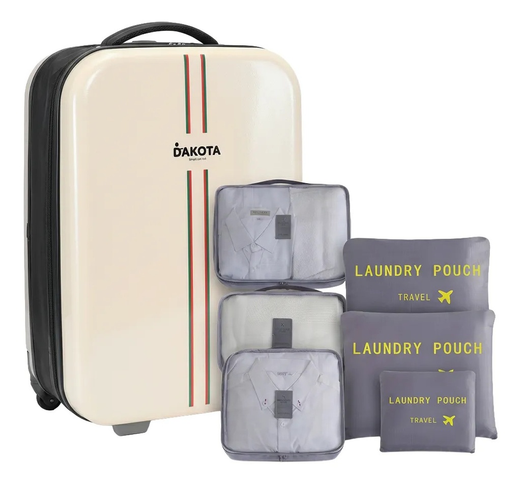 Combo Valija Dakota  28 Pulgadas + Organizador Viaje X6 Beige Lisa