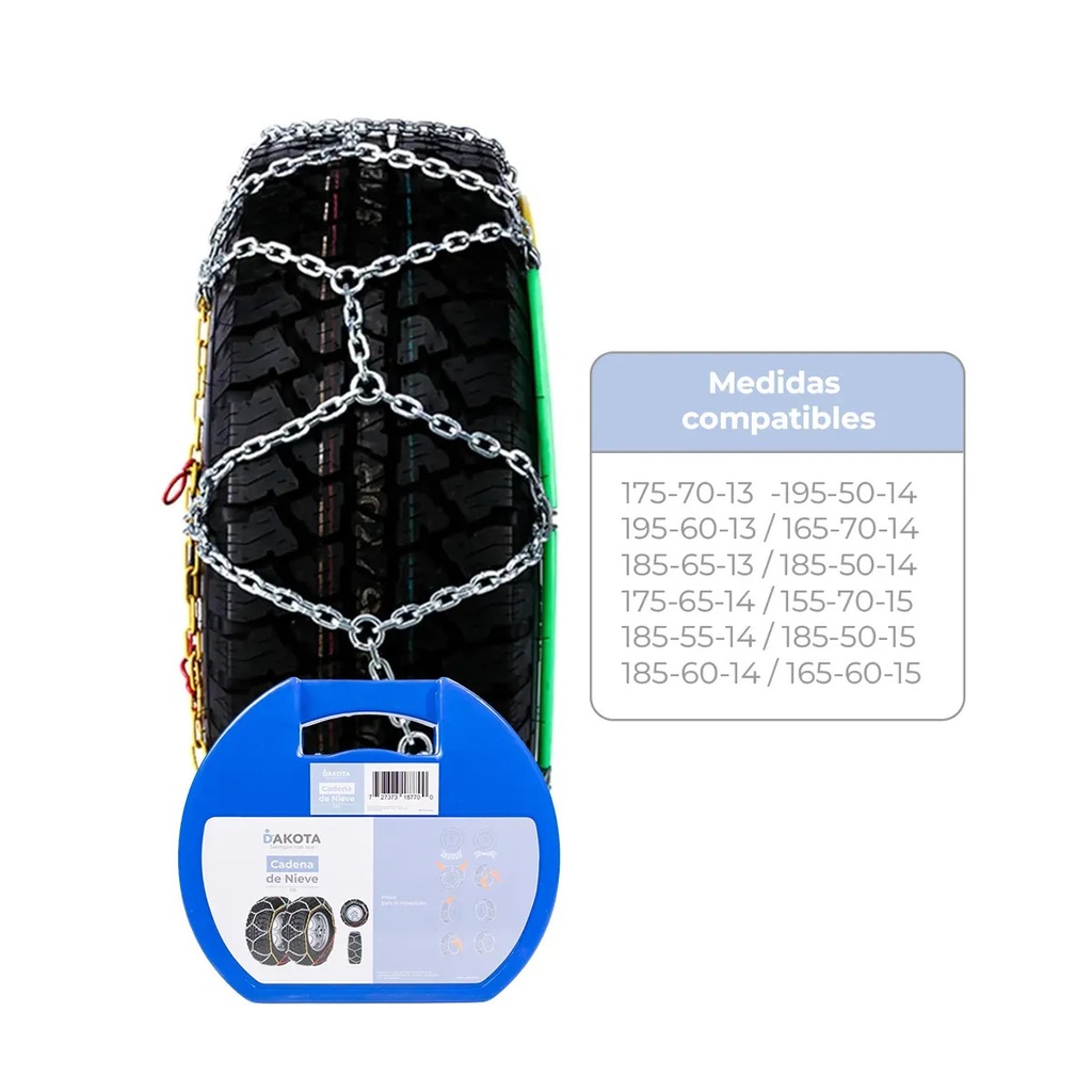 Cadena De Nieve Cd50 Para Auto Antideslizante Alta Resistencia Invierno