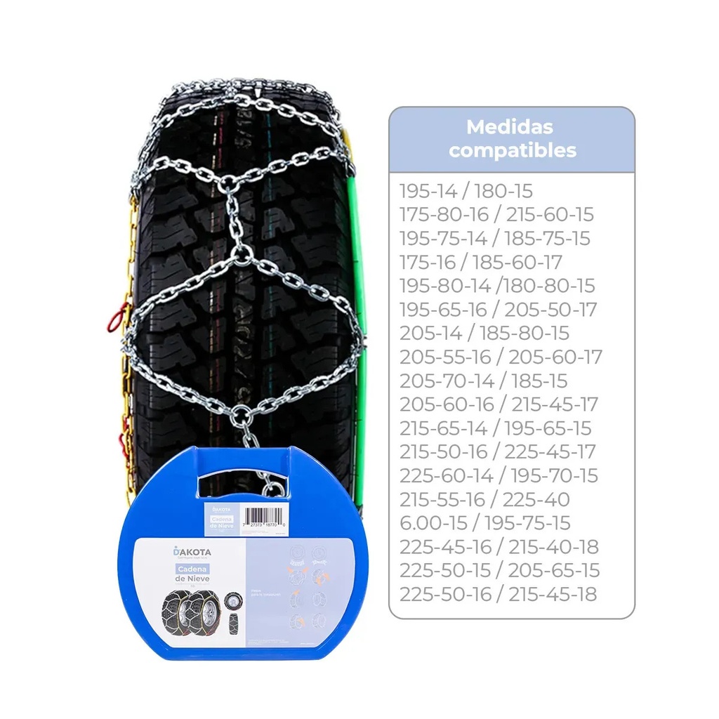 Cadena De Nieve Cd90 Para Auto Antideslizante Alta Resistencia Invierno