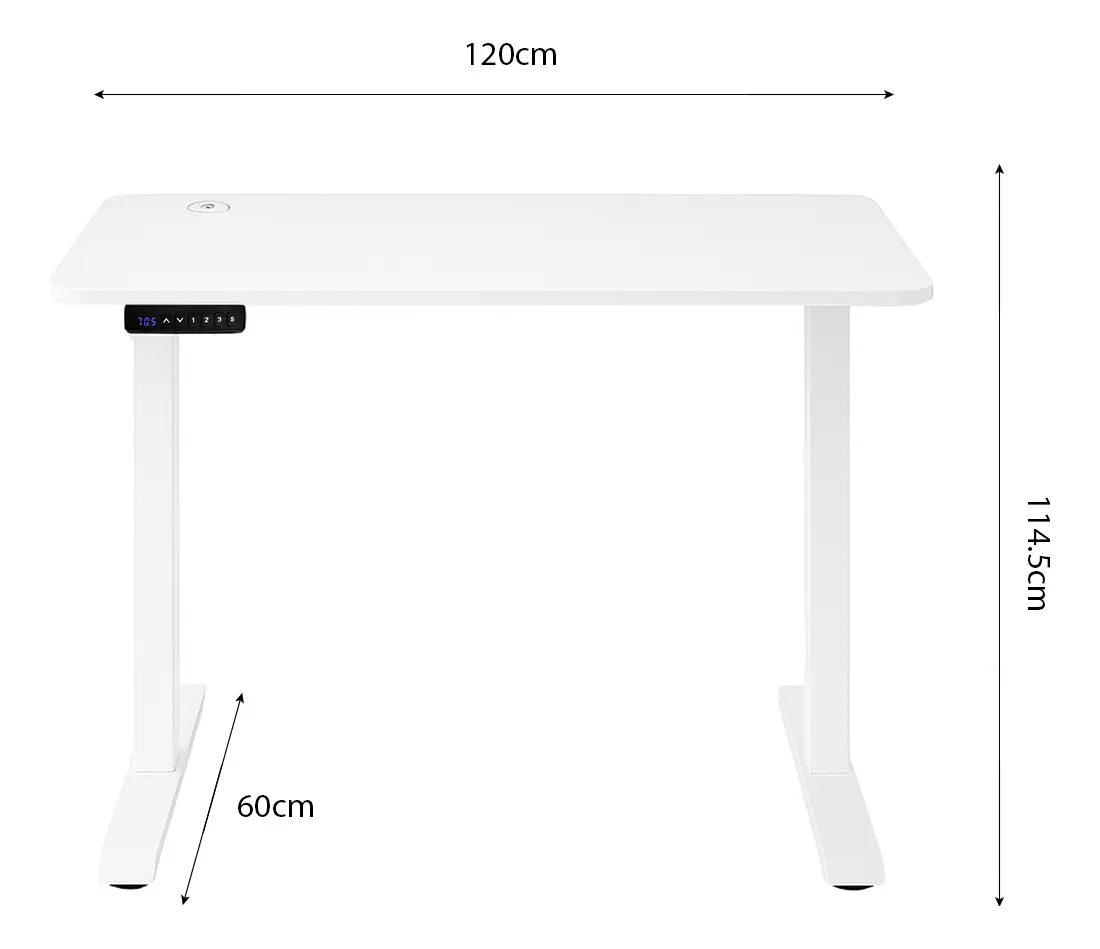 Escritorio Elevable Eléctrico Dakota Altura Regulable Blanco Blanco