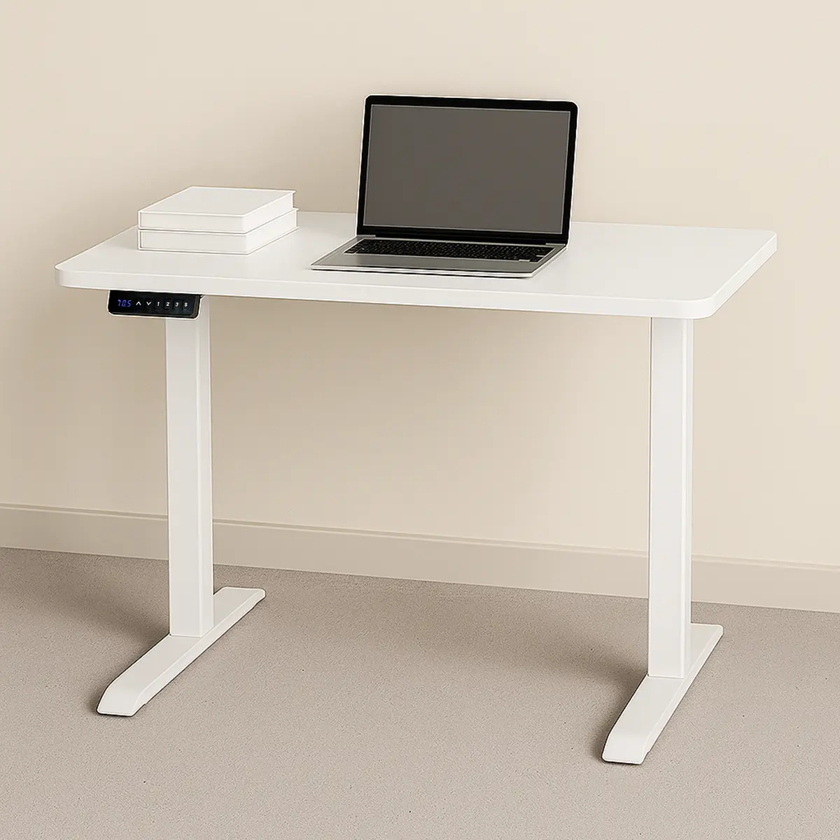 Escritorio Elevable Eléctrico Dakota Altura Regulable Blanco Blanco