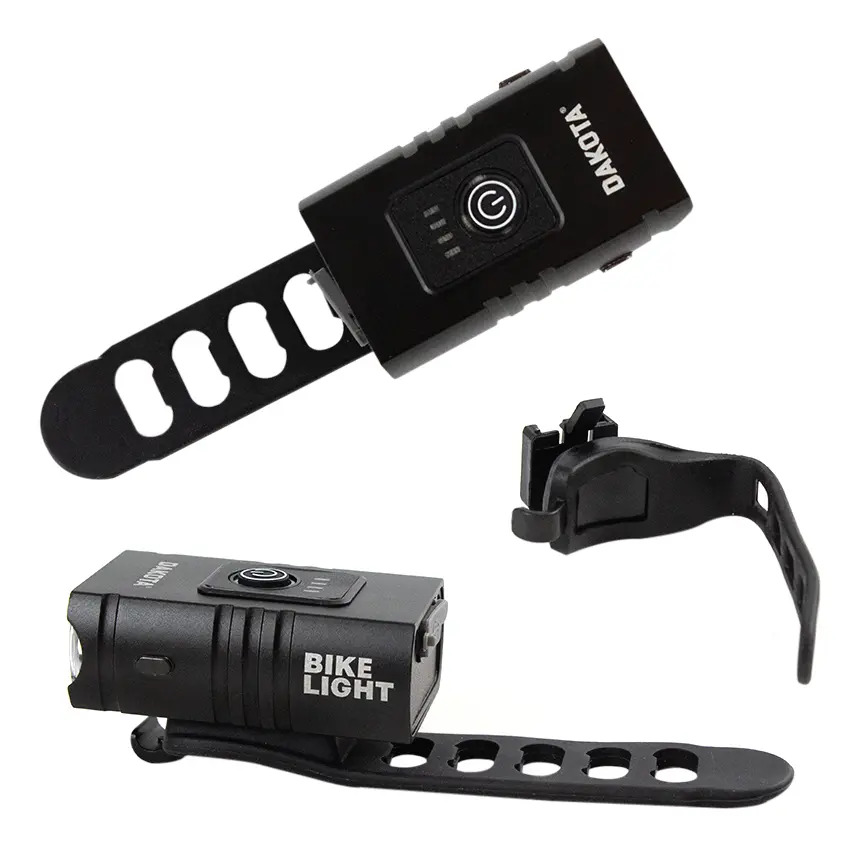 Kit Luces Led Usb Dakota Seguridad Bici Delantera Trasera Recargable Inalámbrica Negro